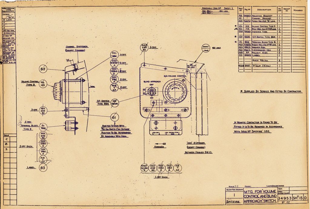 Supermarine Spitfire Mk.IX Aircraft Blueprints Engineering Drawings - Download