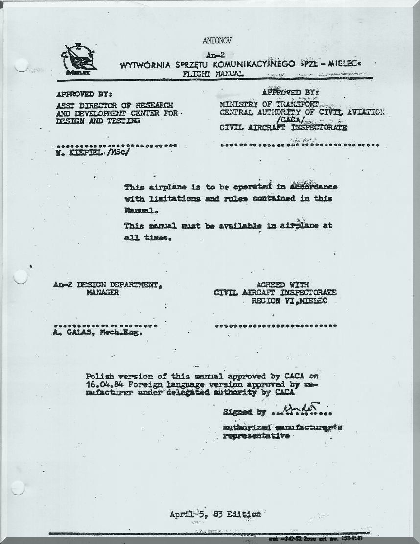 Antonov An-2 Aircraft Manuals Collection - Digital Download