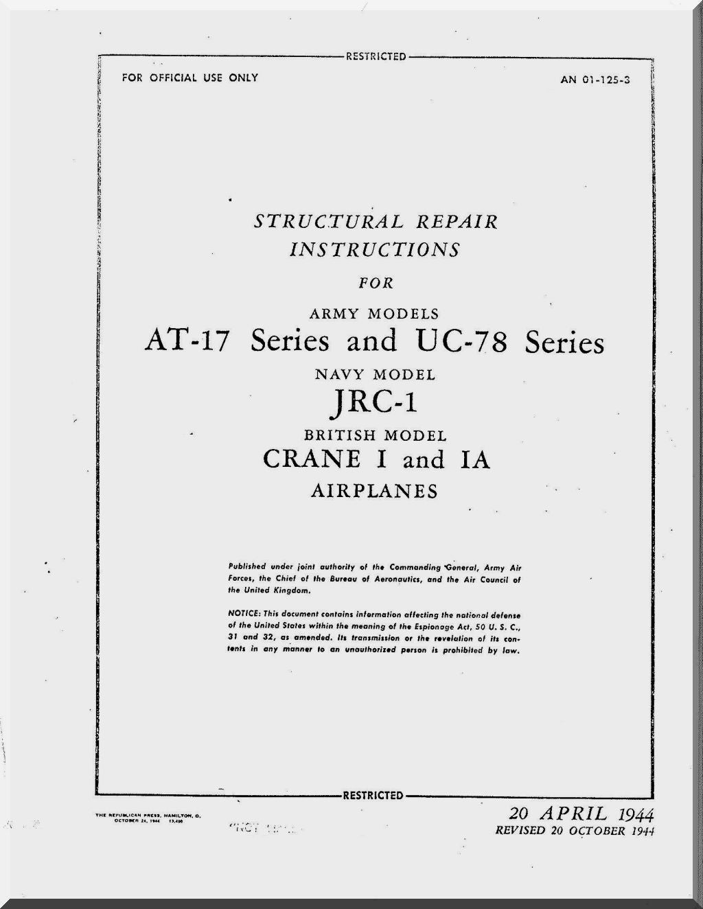 Cessna T-50 / AT-8 / AT-17 Bobcat Aircraft Manuals Collection