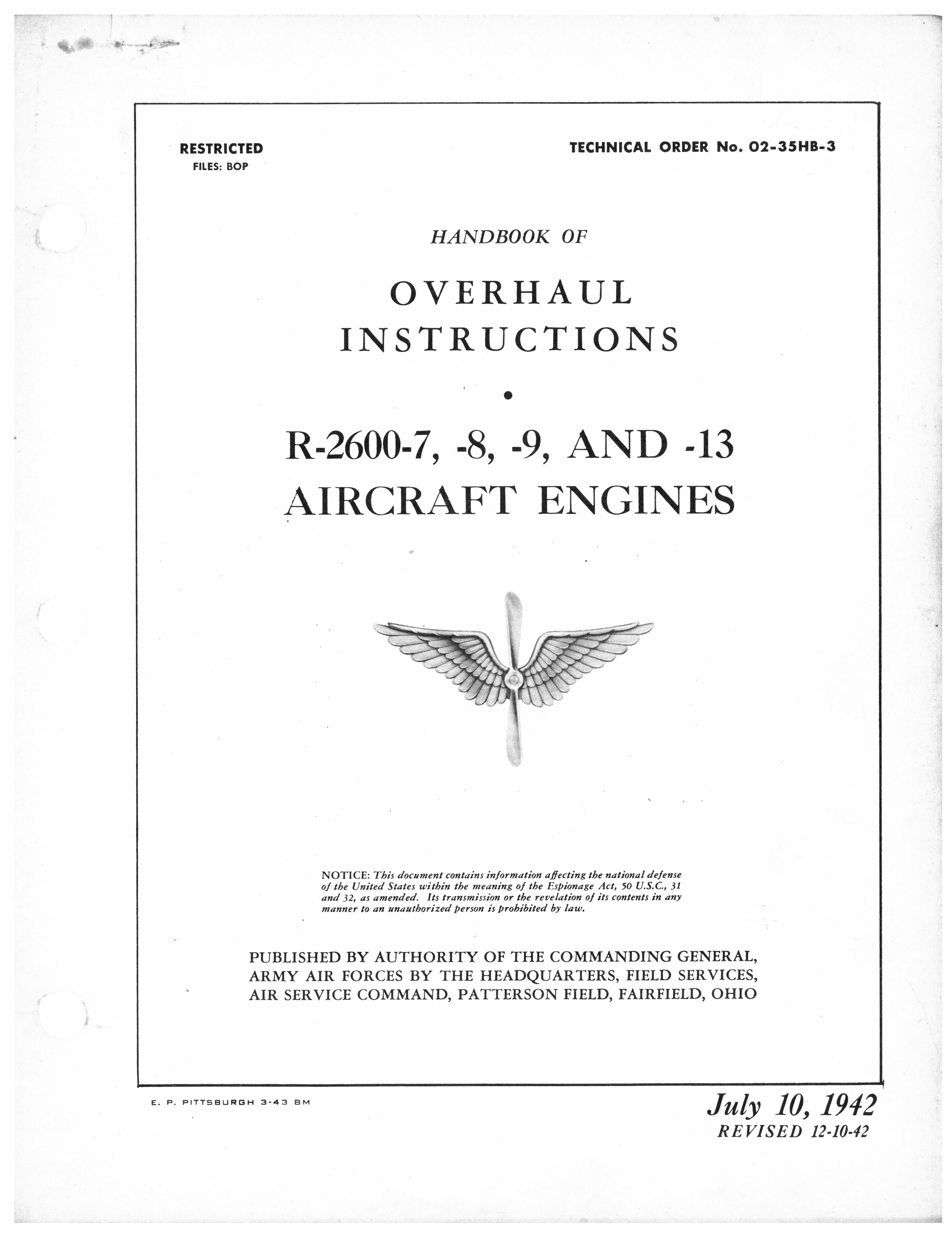 Wright R-2600 Cyclone 14 Aircraft Engine Manuals Collection