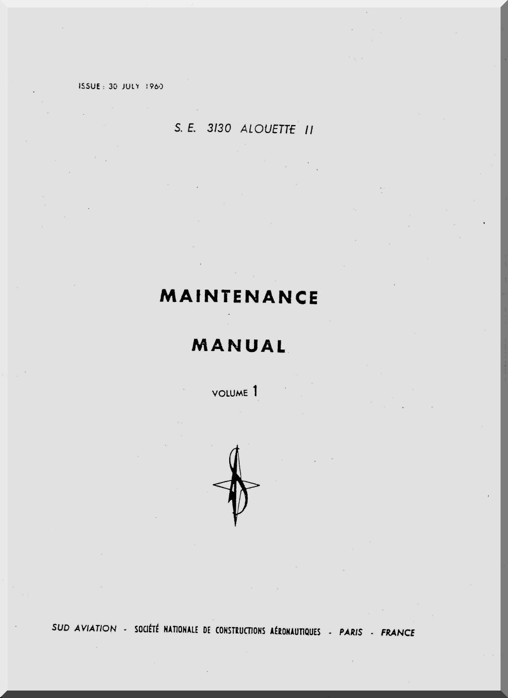 Sud Aviation / Aerospatiale SE 313 / SE 3130 / SA 318 Alouette II / SA-315 Lama Helicopter Manuals Bundle - Download