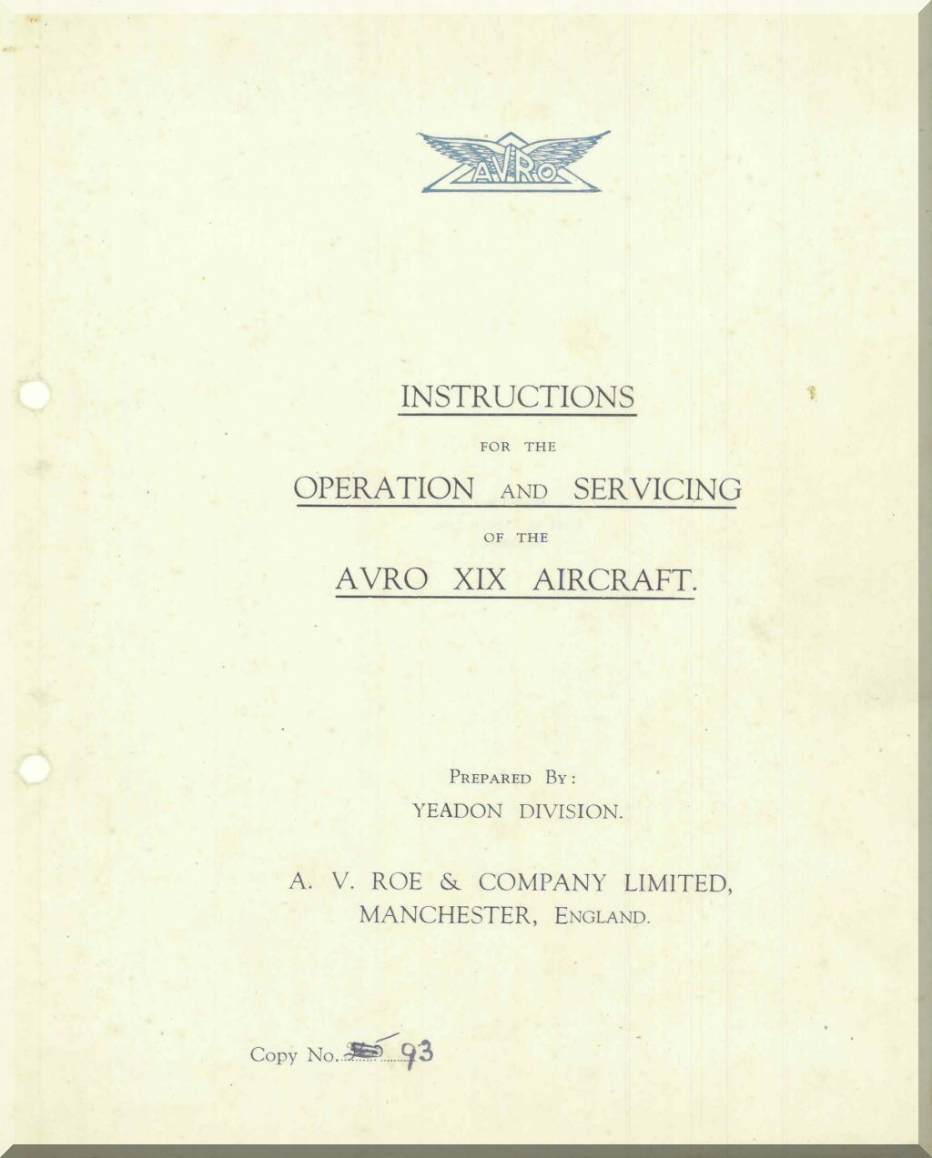 AVRO 652 Anson Aircraft Manuals Collection - Digital Download -