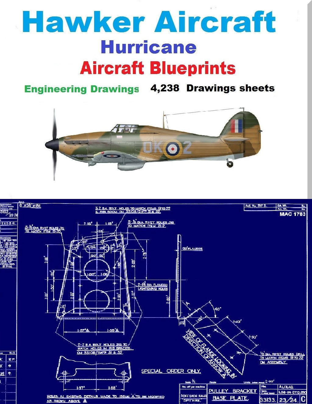 Hawker Aircraft Hurricane Aircraft Blueprints Engineering Drawings- Download