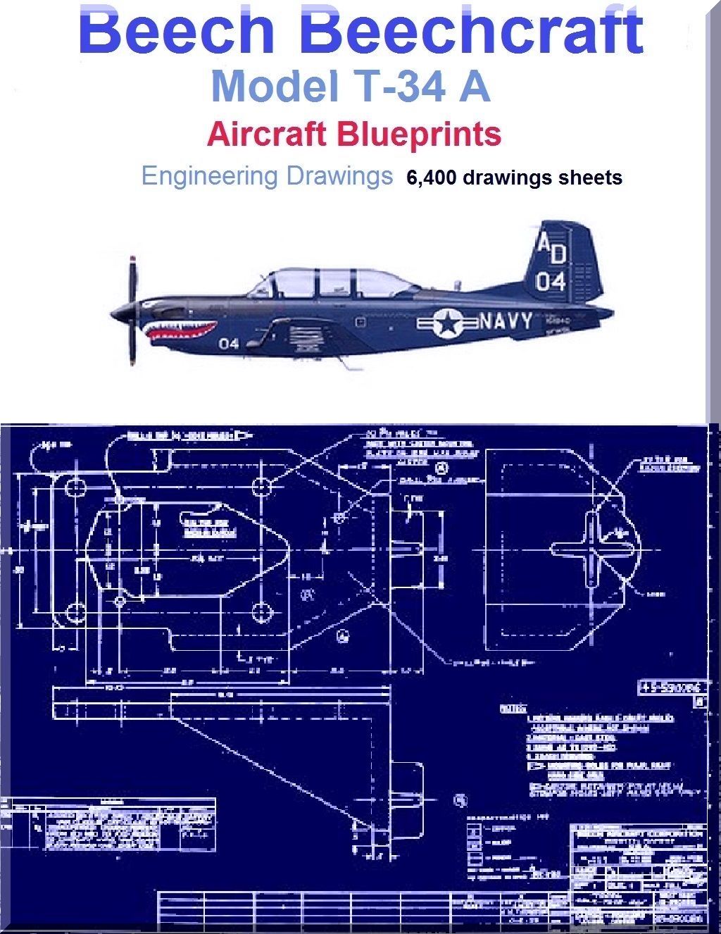 Beechcraft  T-34 A Aircraft Blueprints Engineering Drawings - Download