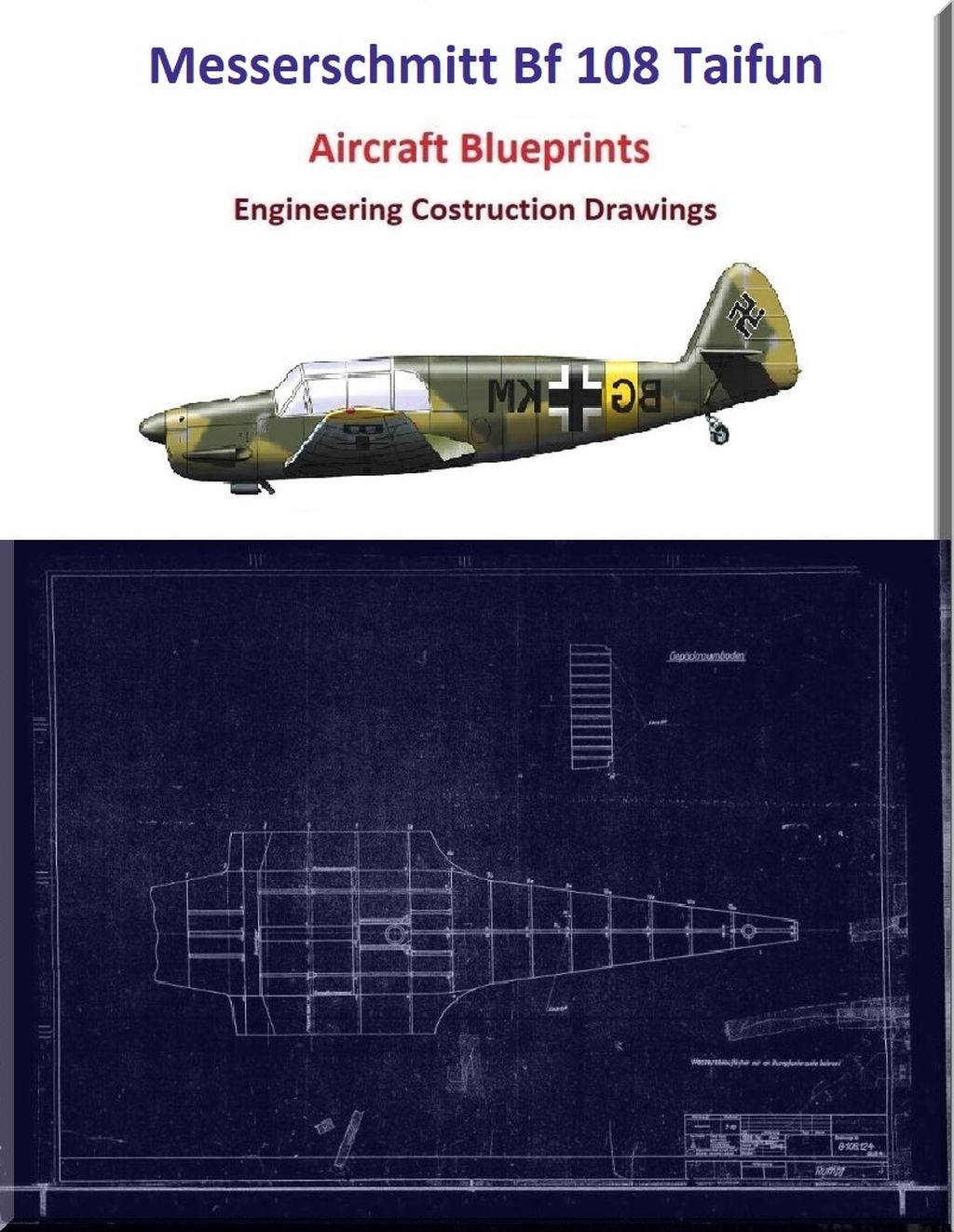 Messerchmitt Bf / Me 108 " Taifun " Aircraft Blueprints Engineering Construction Drawings - Download