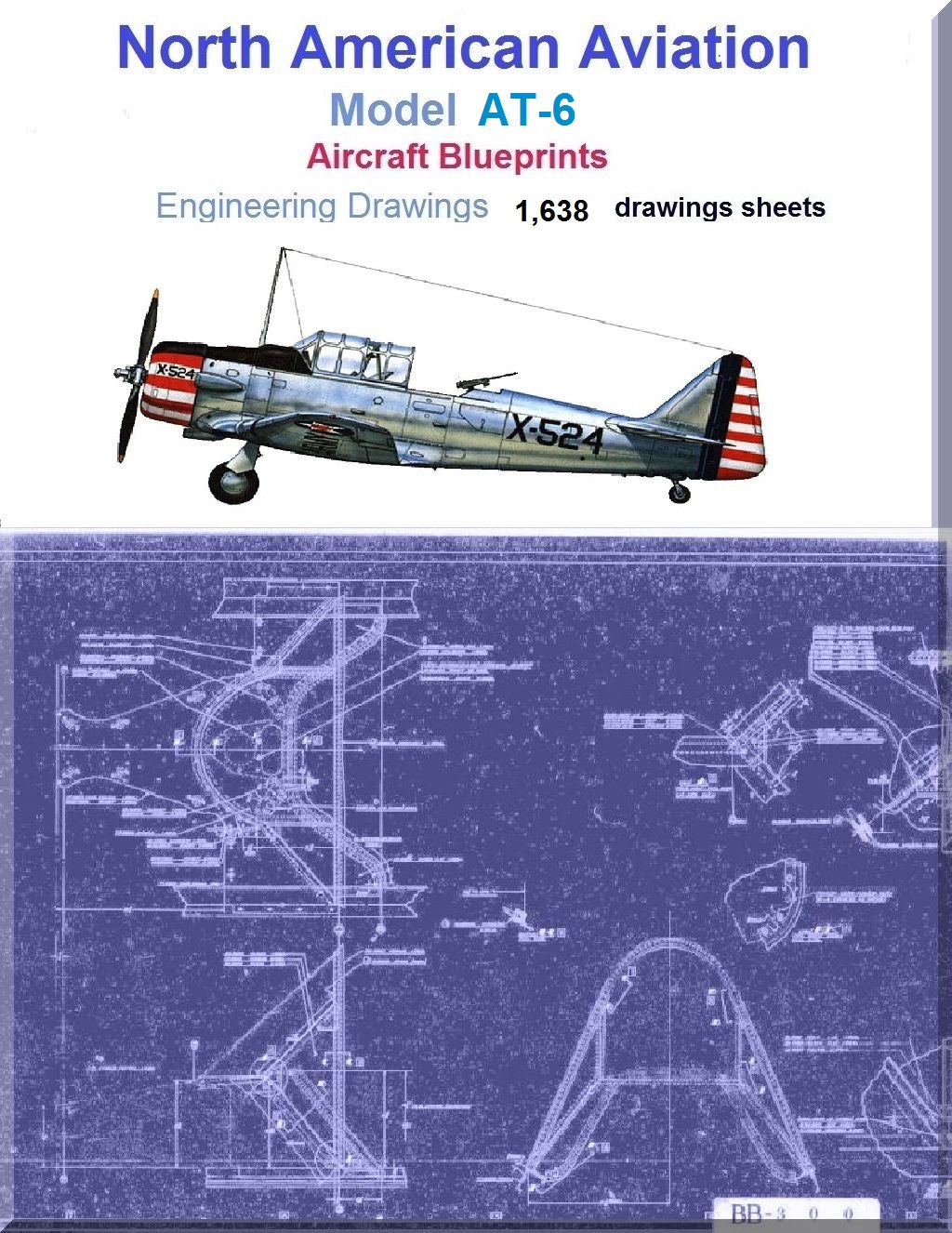 North American Aviation AT-6 Aircraft Blueprints Engineering Drawings - Download