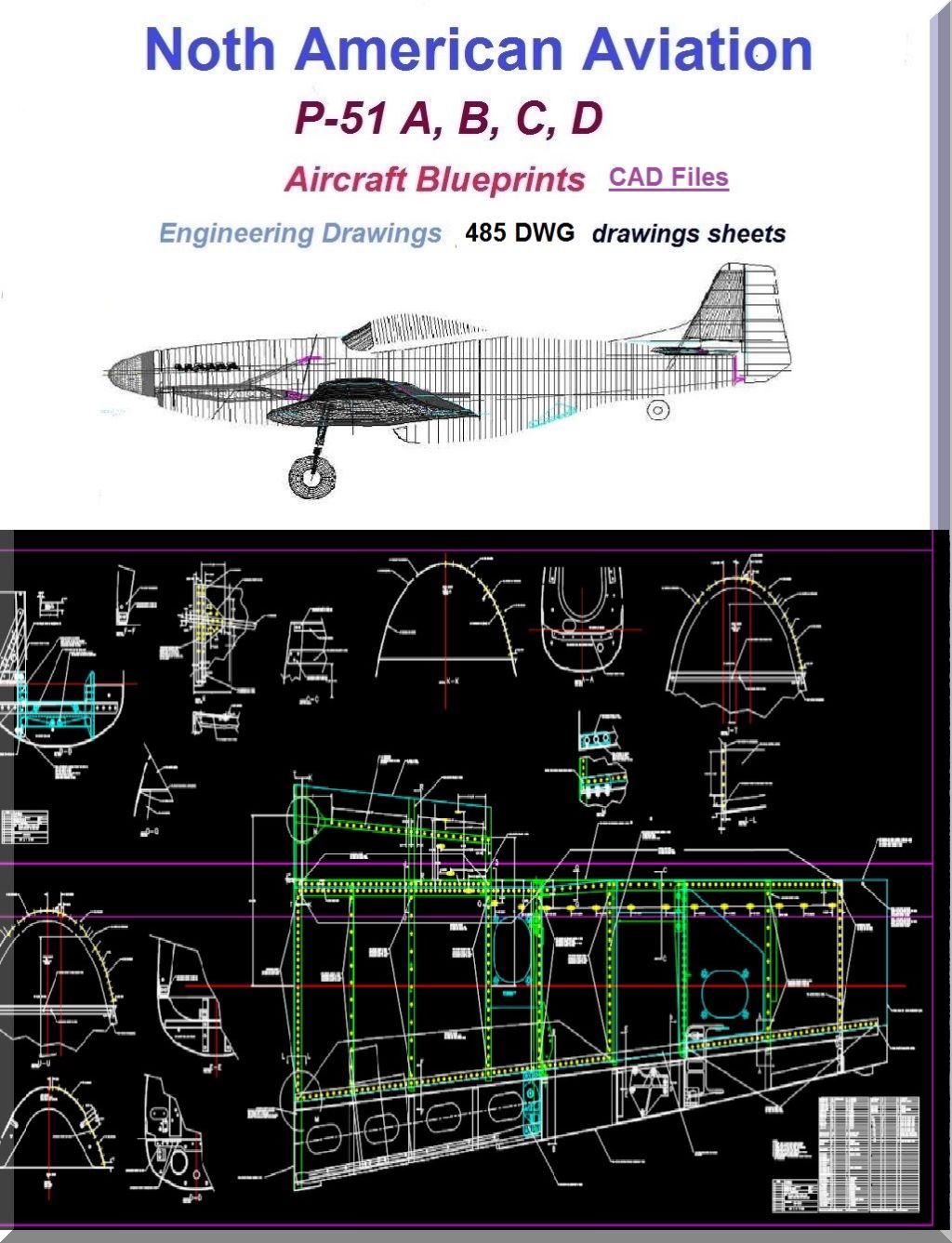 North American Aviation P-51 Aircraft Blueprints Engineering Drawings CAD Files - Download