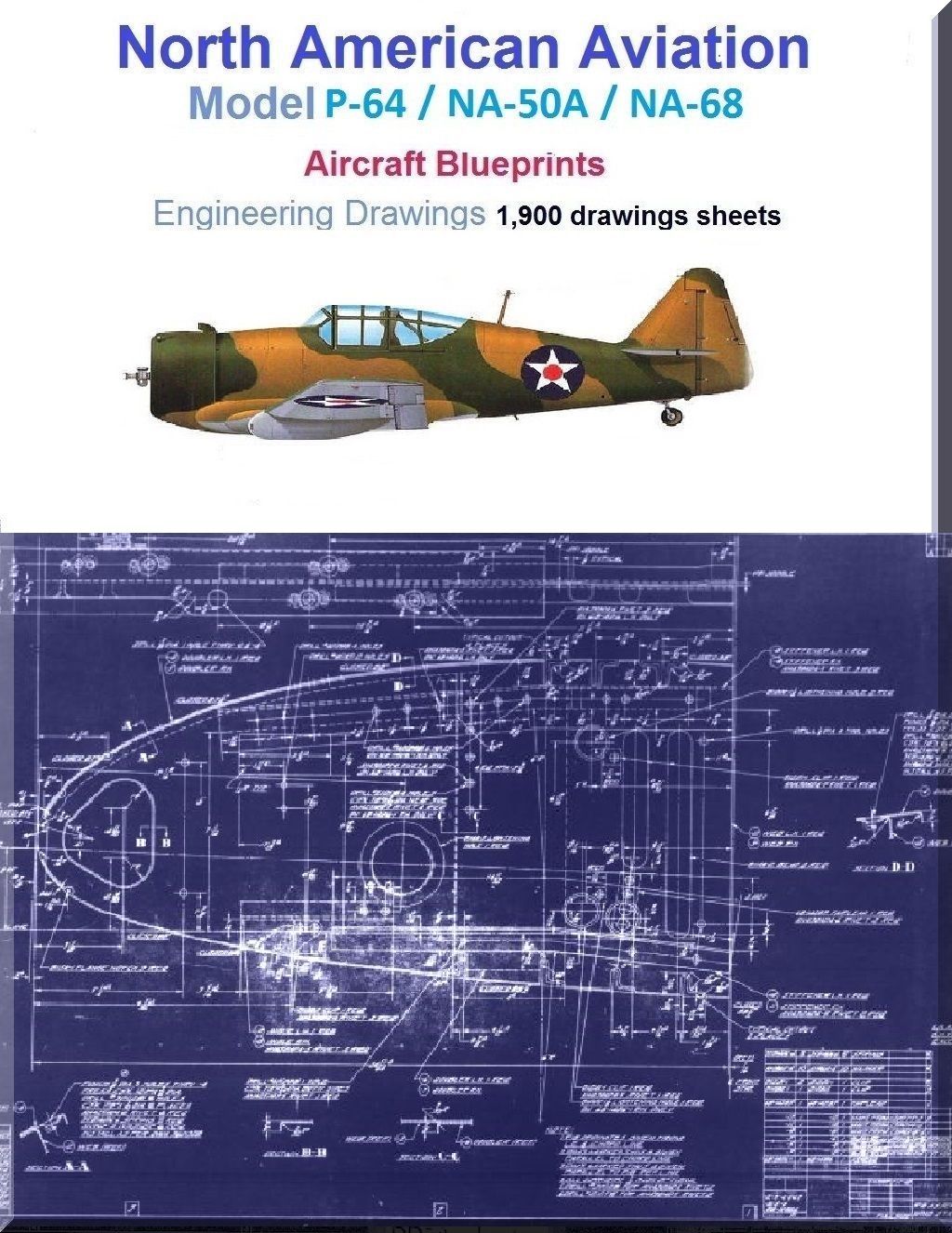 North American P-64 / NA-50A / NA-68 Airplane Aircraft Engineering Drawings Blueprints - Download