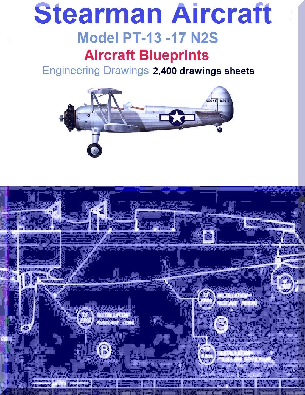Stearman PT-13 -17 N2S Aircraft Blueprints Engineering Drawings - Download