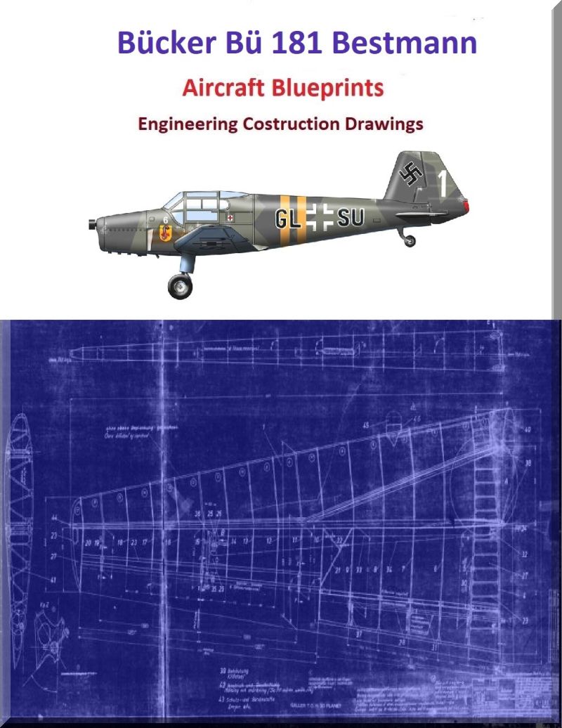 Bucker 181 " Bestmann" Aircraft Blueprints Engineering Construction Drawings - Download