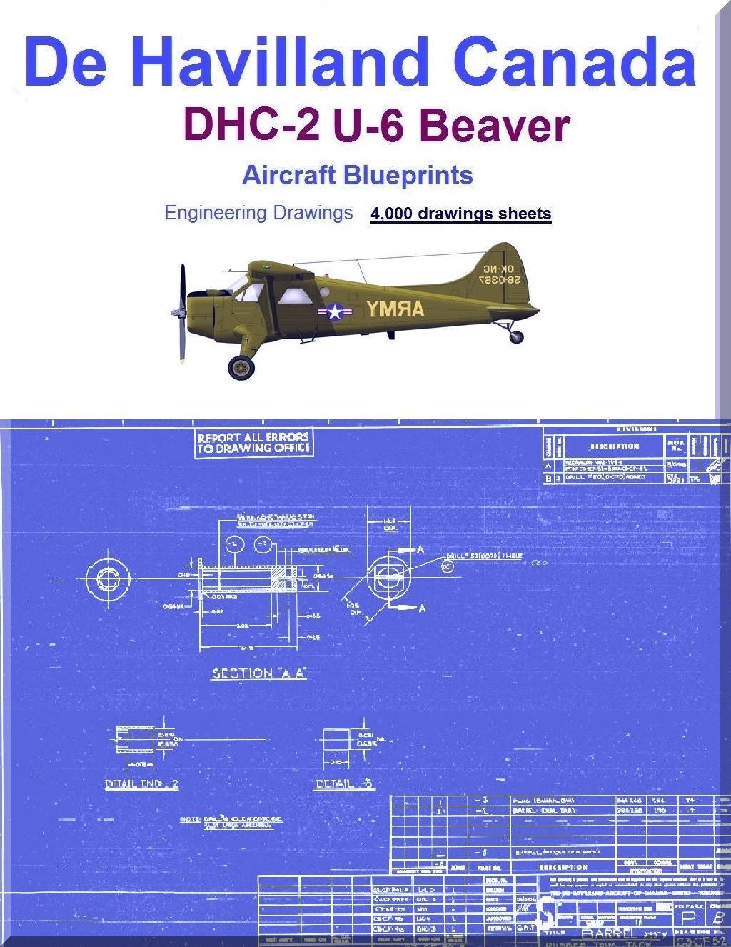De Havilland Canada DHC-2 / U-6 Beaver Aircraft Blueprints Engineering Drawings - Download