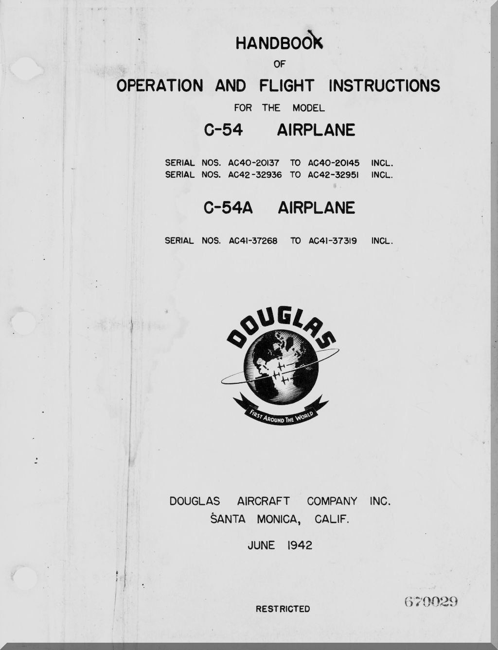 Douglas C-54 / R5D / DC-4 Skymaster Aircraft Manuals Collection