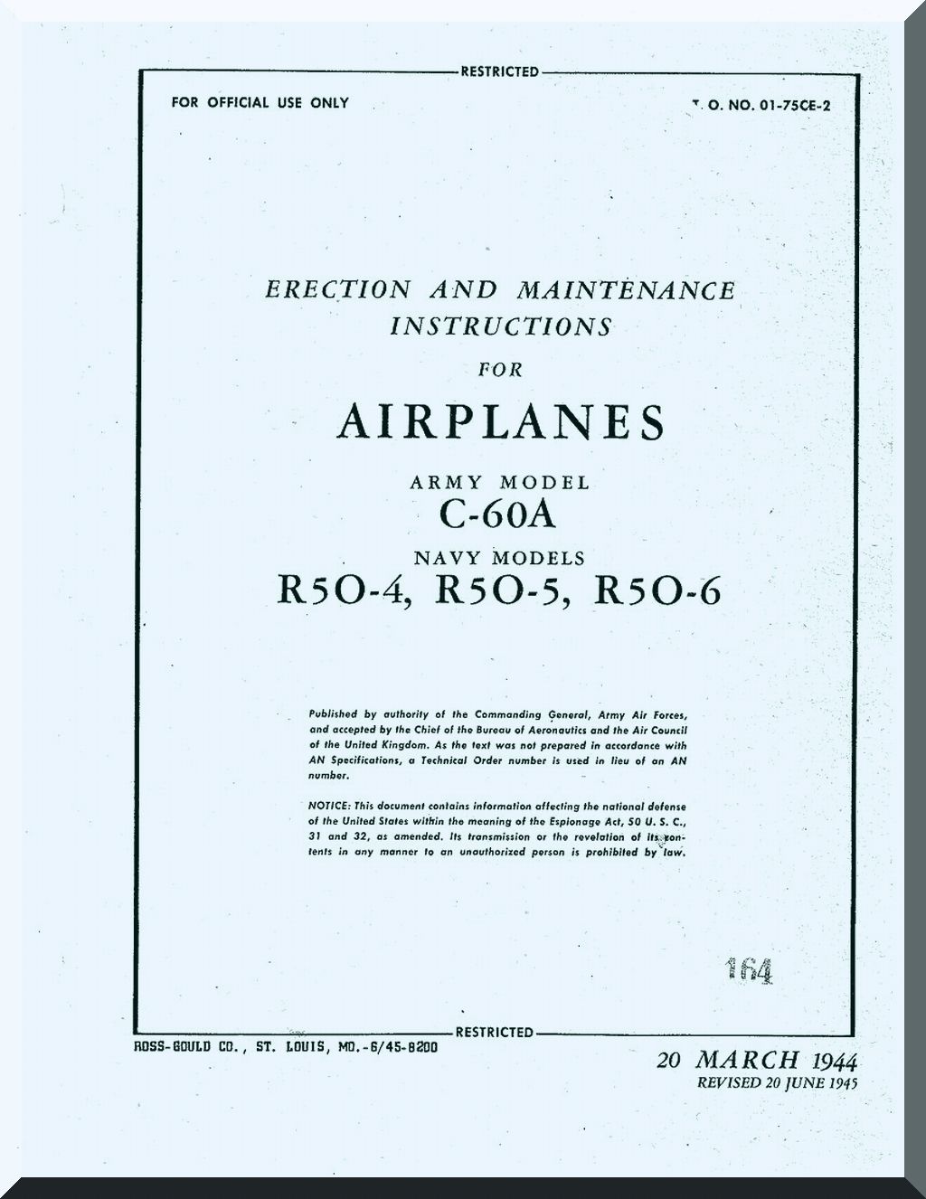 Lockheed L-18, C-56, C-57, C-60, R50 Loadestar Aircraft Manuals Collection - Download