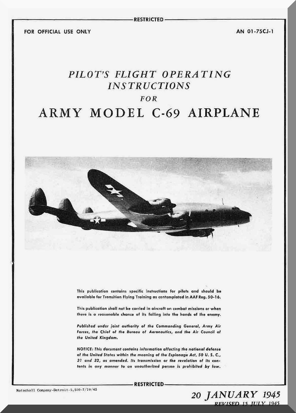 Lockheed C-69, C-121, R7V-1 Constellation Aircraft Manuals Collection - Digital Download