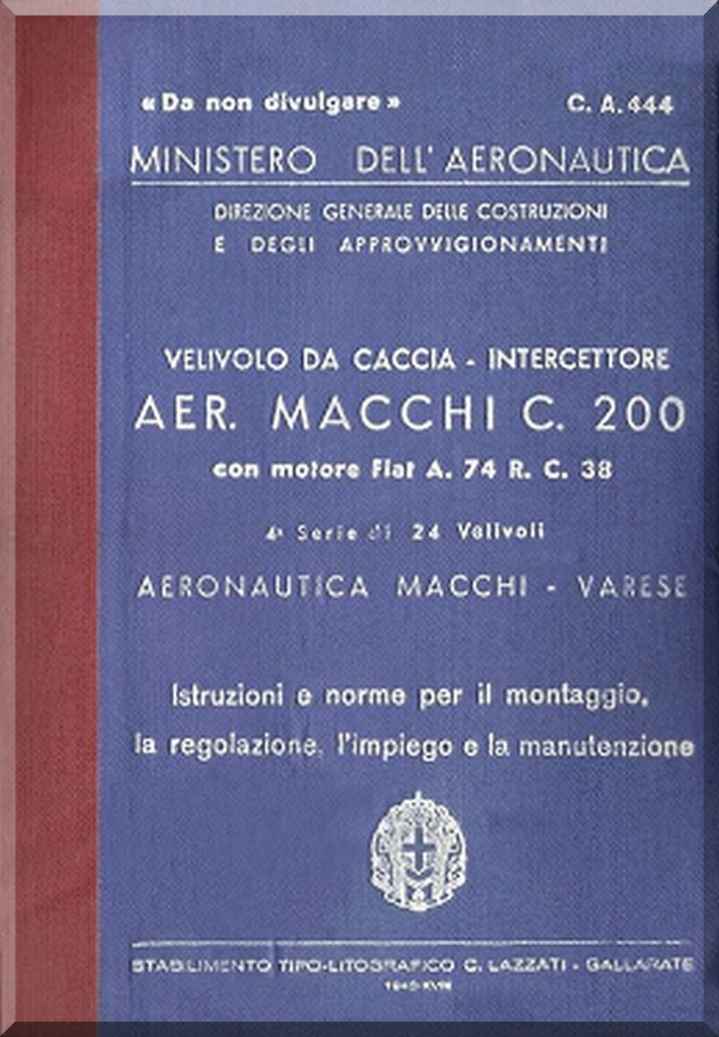 Macchi C.200 Saetta — Maintenance & Technical Manuals · WWII Italian Fighter Documentation · Digital Download