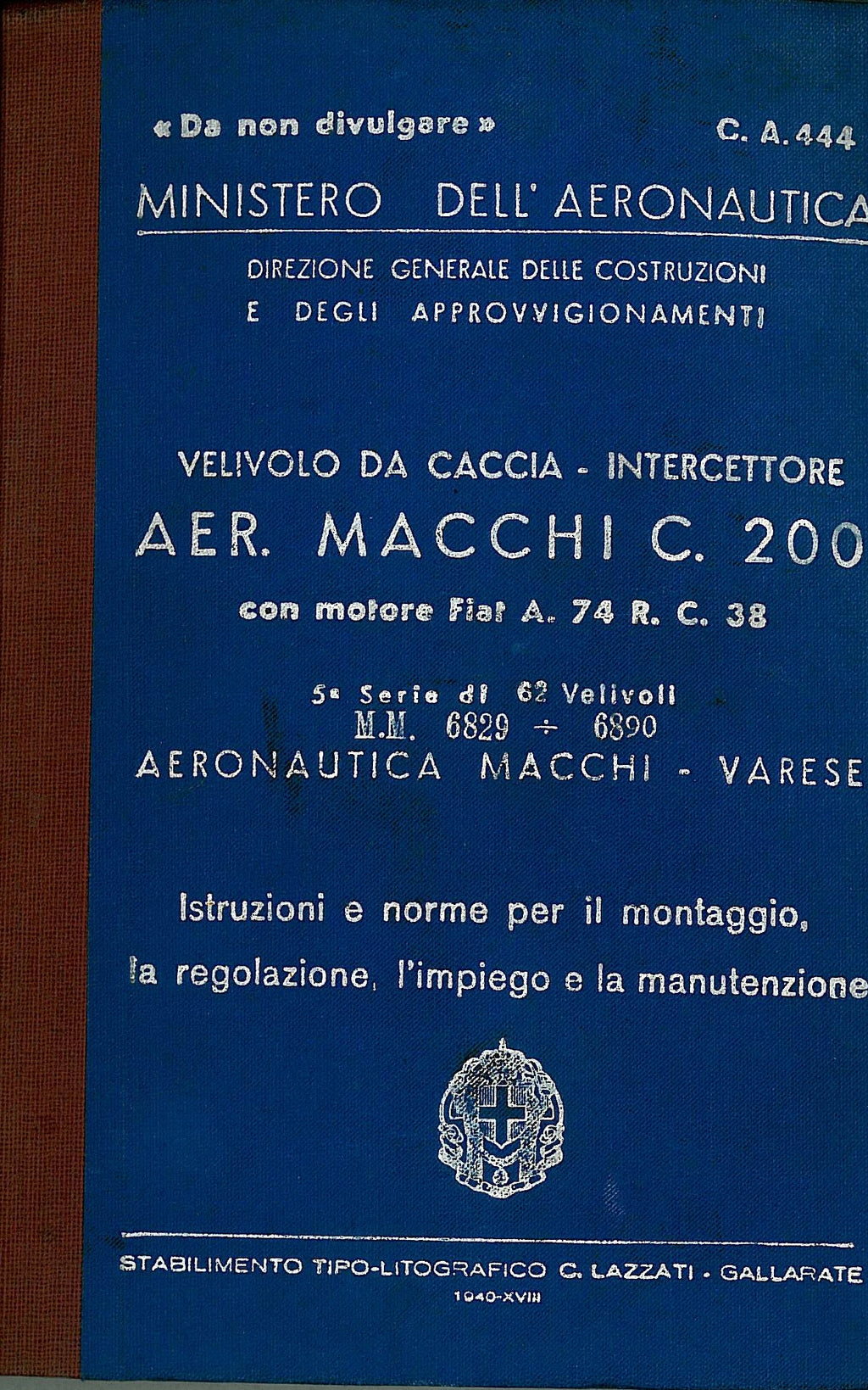 Macchi C.200 Saetta — Maintenance & Technical Manuals · WWII Italian Fighter Documentation · Digital Download