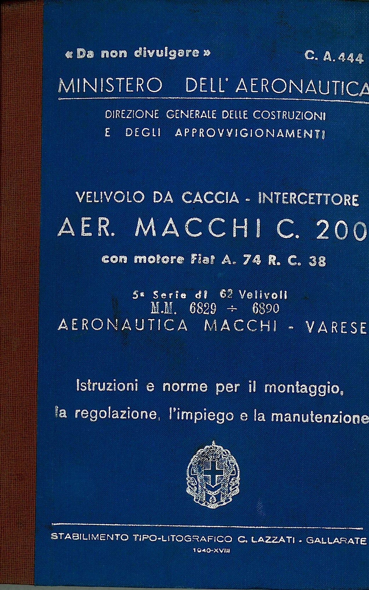 Macchi C.200 Saetta — Maintenance & Technical Manuals · WWII Italian Fighter Documentation · Digital Download