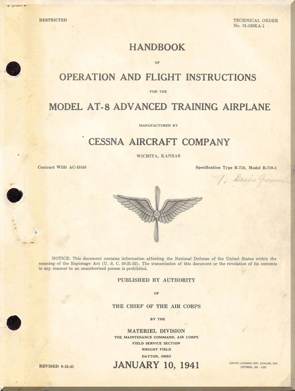 Cessna T-50 / AT-8 / AT-17 Bobcat Aircraft Manuals Collection