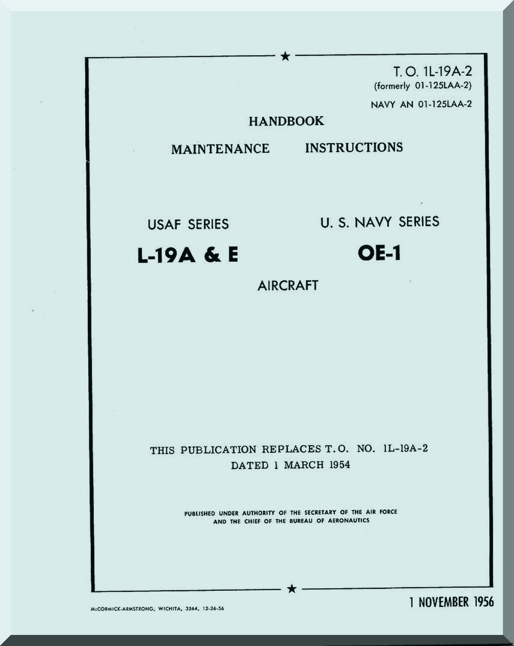 Cessna O-1 / L-19 / OE-1 Bird Dog Aircraft Manuals Collection