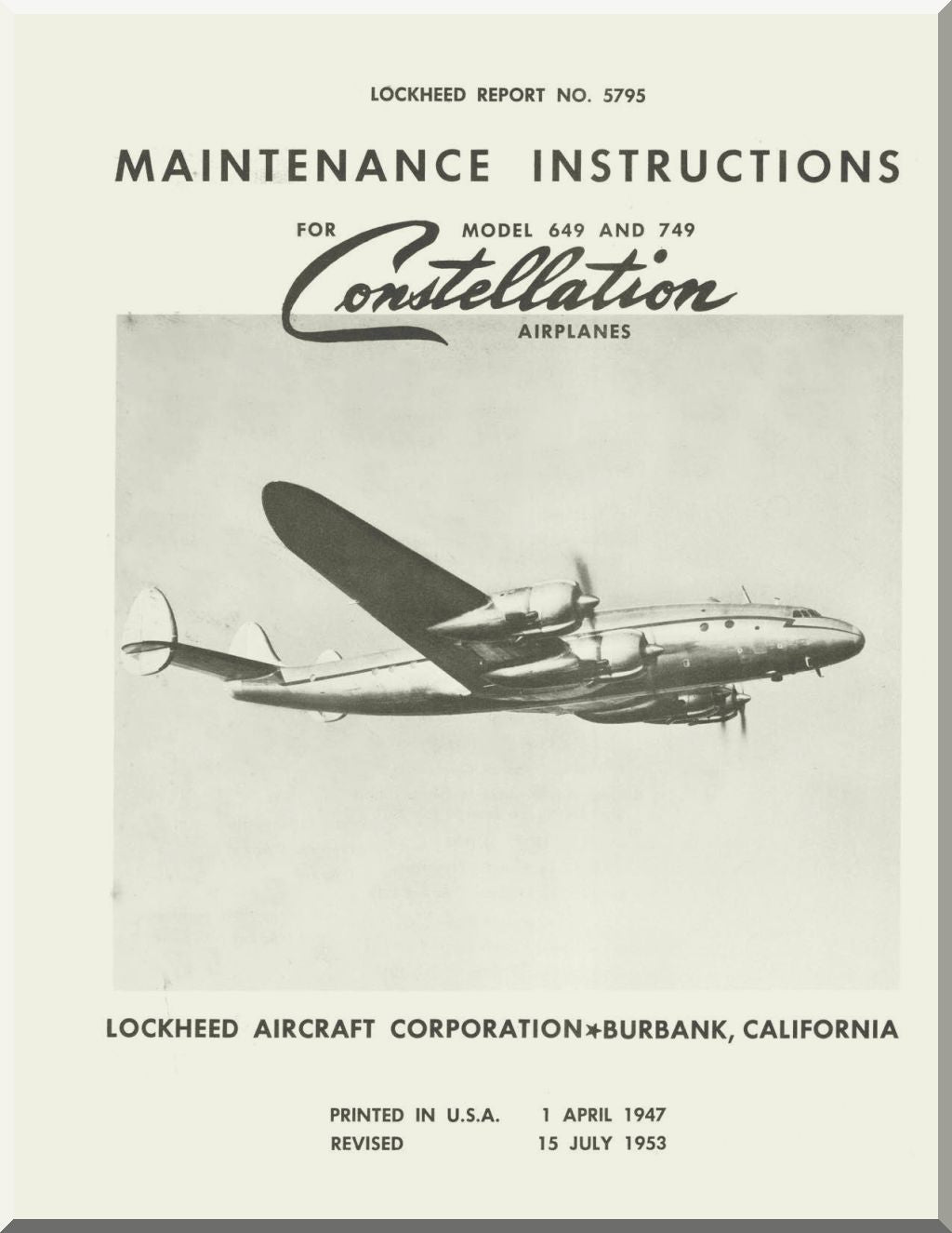 Lockheed Constellation & Super Constellation Manuals Collection - Digital Download