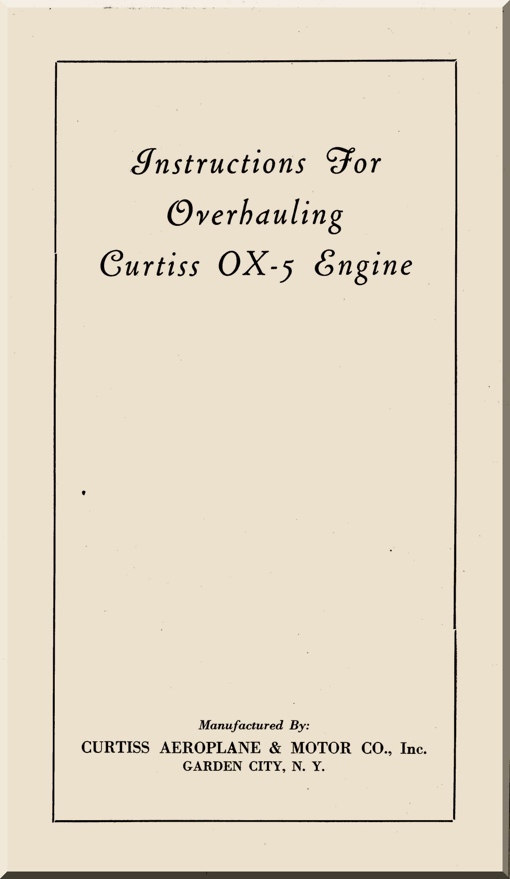 Curtiss OX-5 Aircraft Engine Manuals Collection - Digital Download