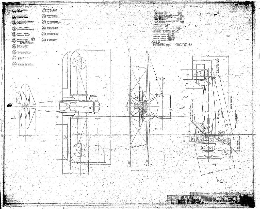 Stearman PT-13 -17 N2S Aircraft Blueprints Engineering Drawings - Download