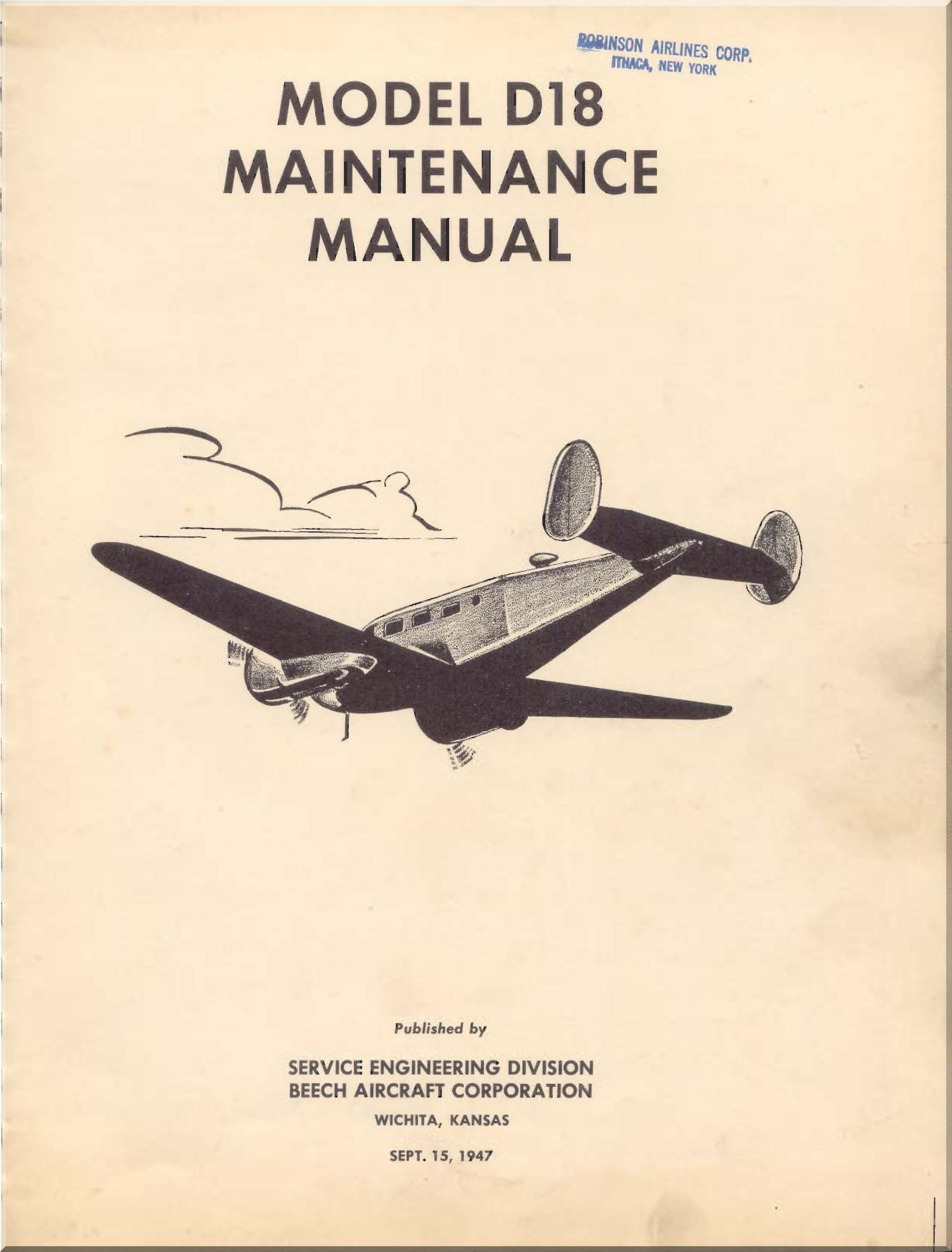 Beechcraft  18 / AT-7, -10, -11 / C-45 / C-4 3/ F-2 / T-7/ JRB / SNB Aircraft Aeroplane Manuals Bundle - Download -