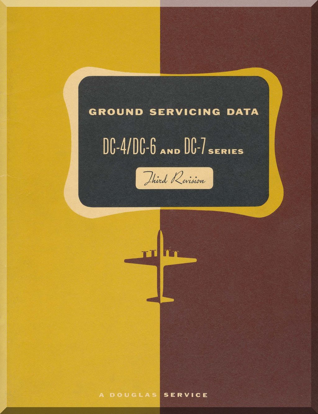 Book cover with 'Ground Servicing Data' text and airplane illustration on a yellow and brown background