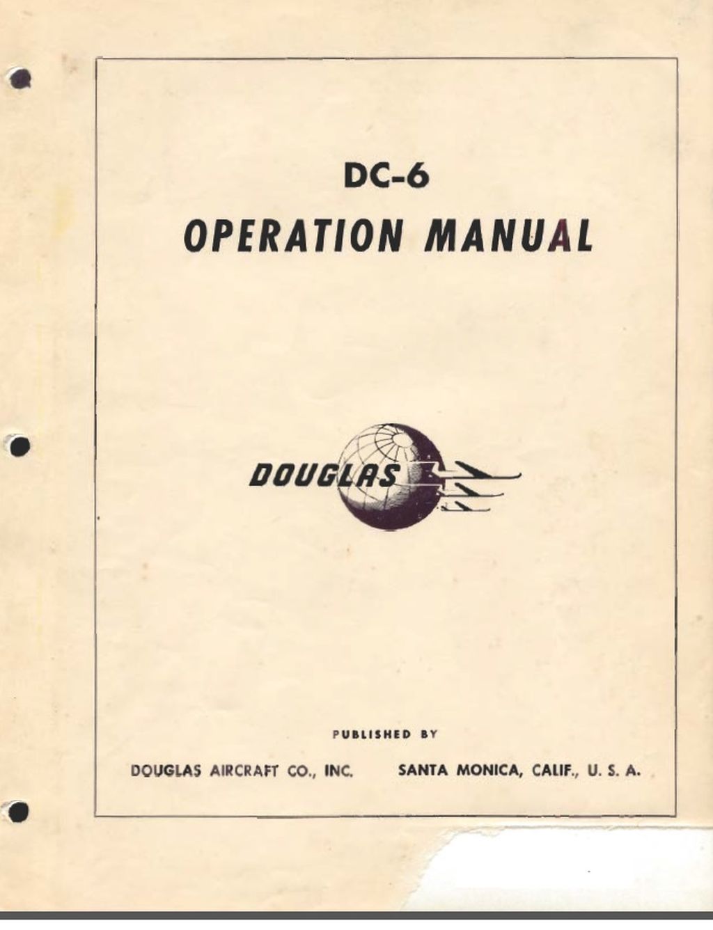 Douglas DC-6  Aircraft Operation  Manual - 1947
