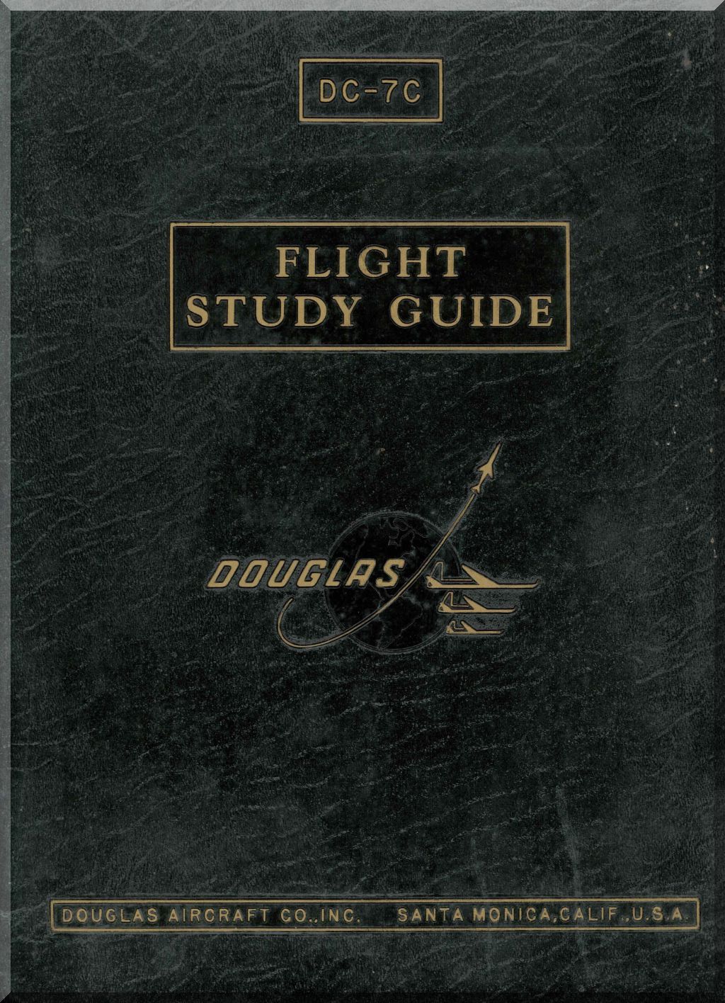 Flight study guide for Douglas DC-7C aircraft on a dark background