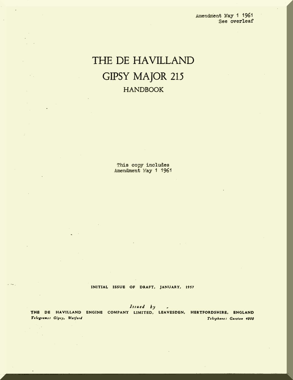 De Havilland Gipsy Major Engine Manuals - Comprehensive Technical Collection