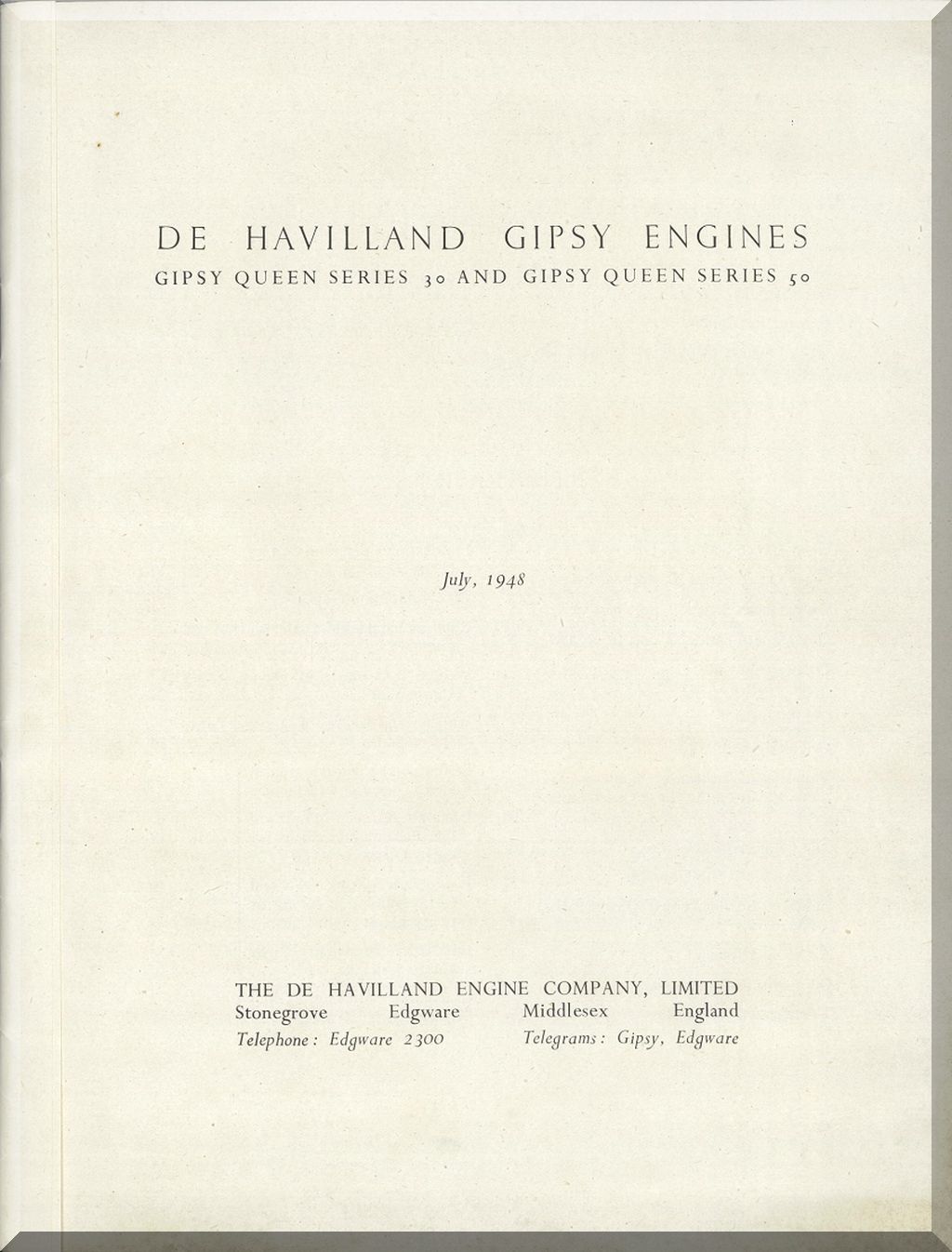 De Havilland Gipsy Queen Aircraft Engine Manuals Collection  - Download -
