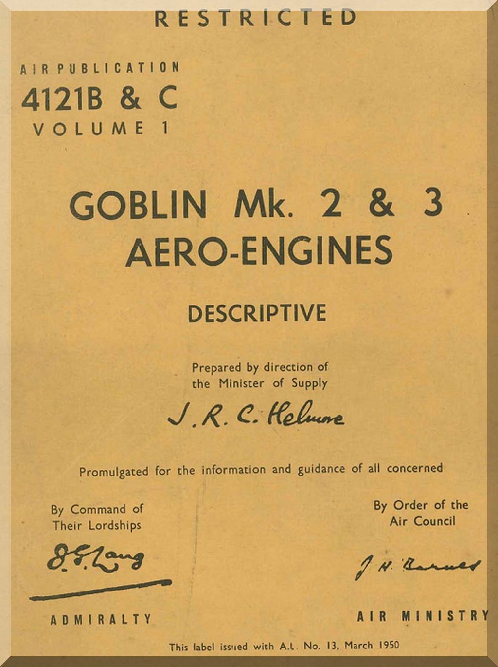 Comprehensive De Havilland Goblin Engine Technical Documentation