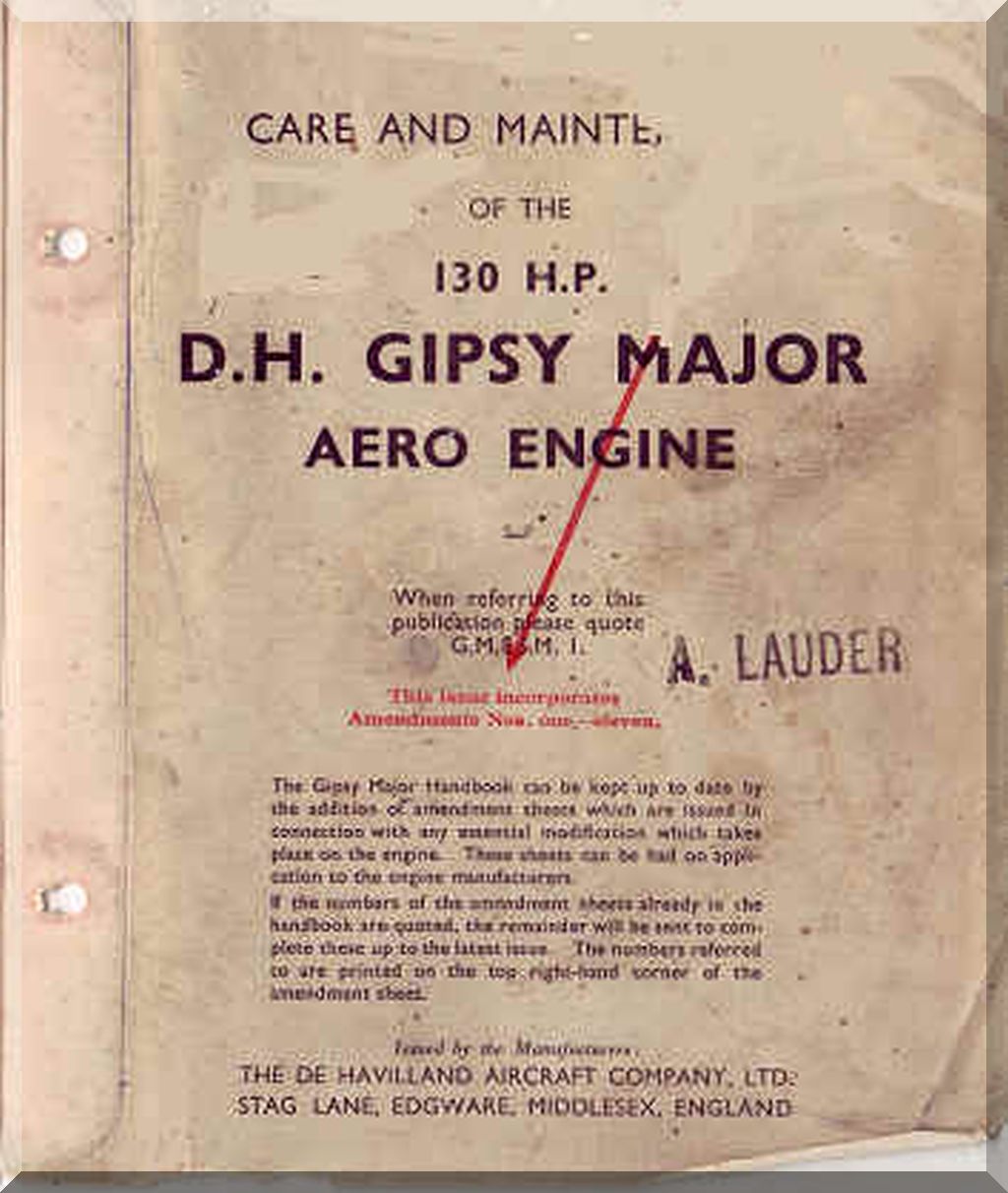De Havilland Gipsy Major Engine Manuals - Comprehensive Technical Collection
