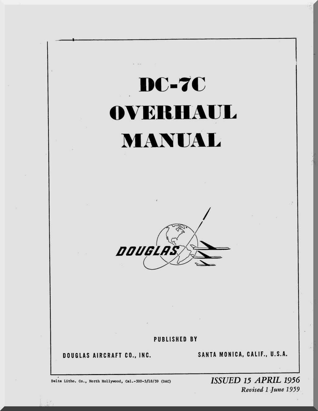 DC-7C Overhaul Manual cover with Douglas logo