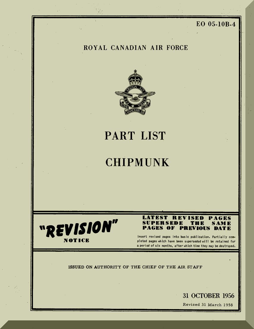 De Havilland DHC-1 Chipmunk Aircraft Manuals Collection - Digital Download -