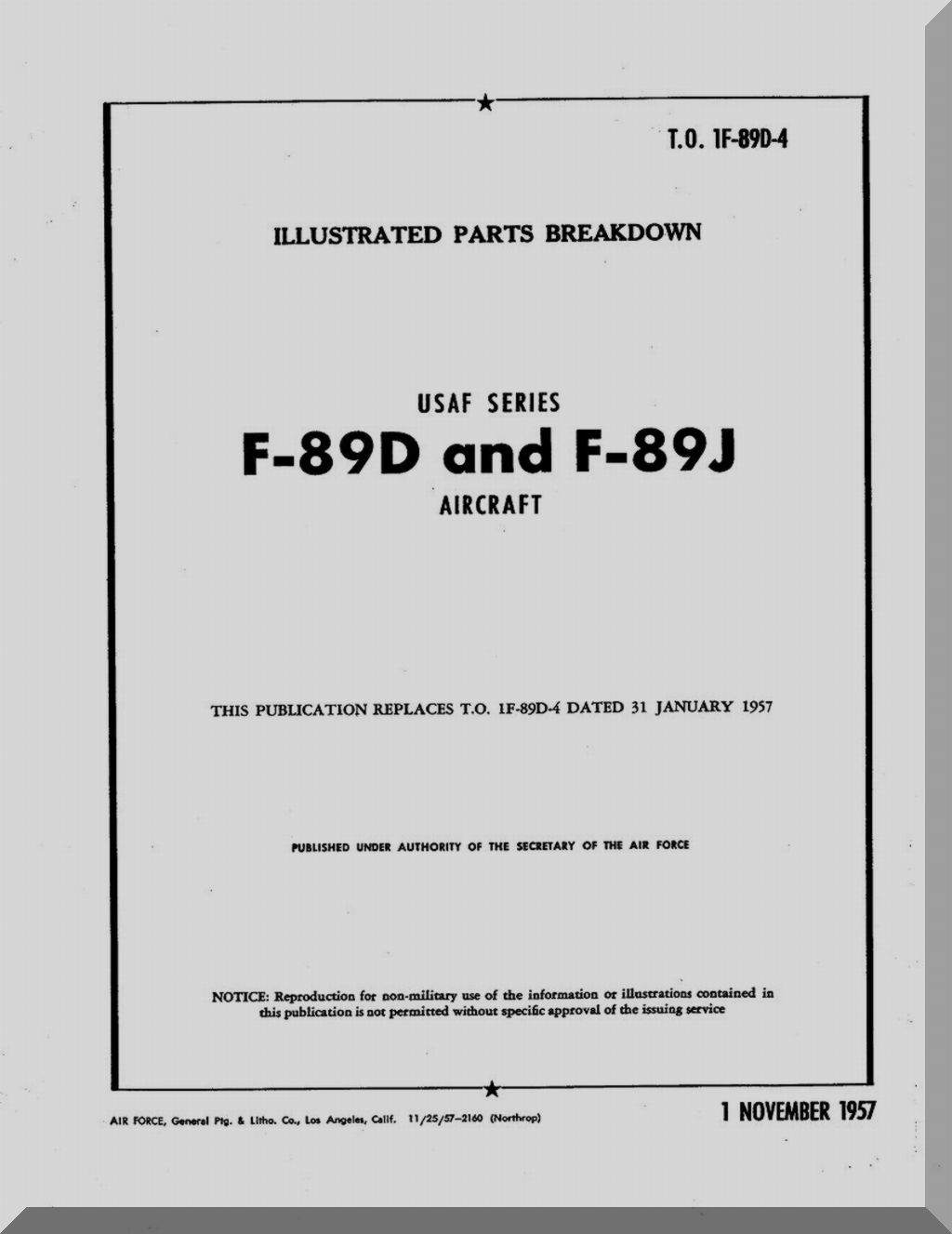 Northrop F-89 Scorpion Aircraft Manuals Collection