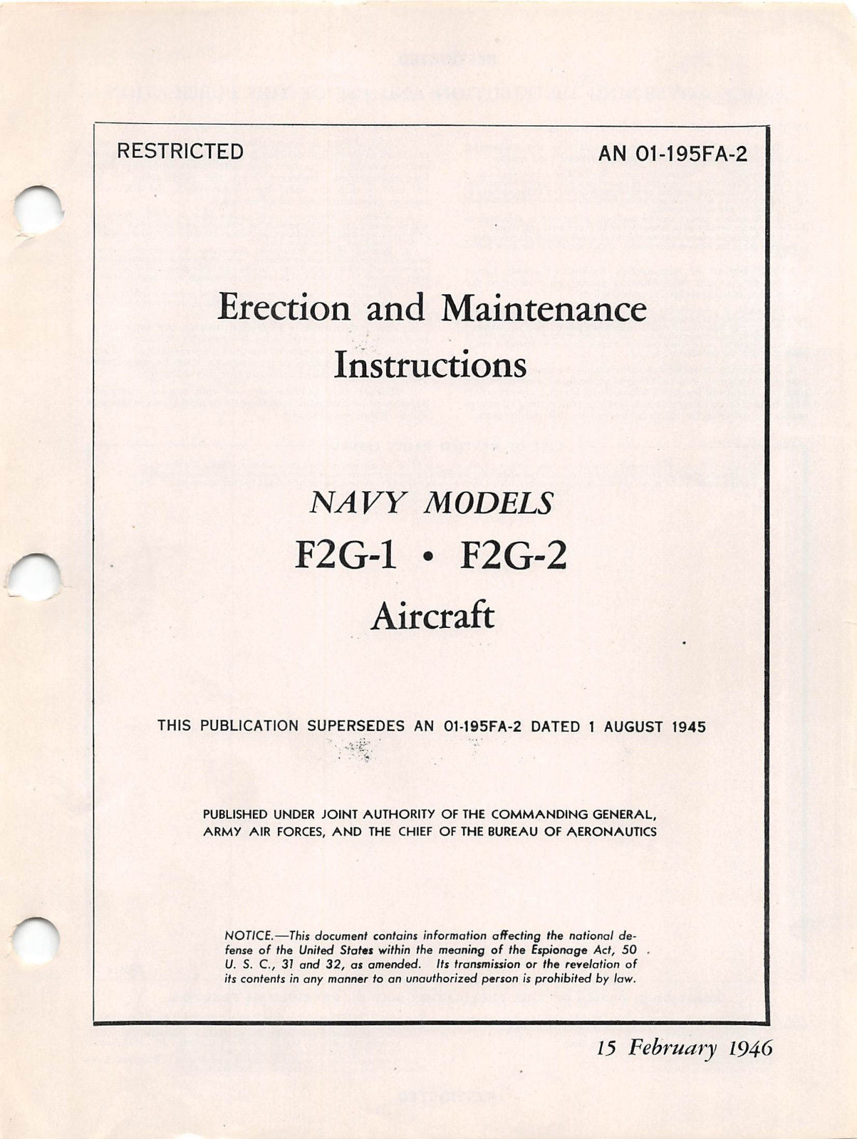 AU-1 / FG / F1G / F2G / F3A / F4U " Corsair / Super Corsair " Aircraft Manuals Bundle -Download