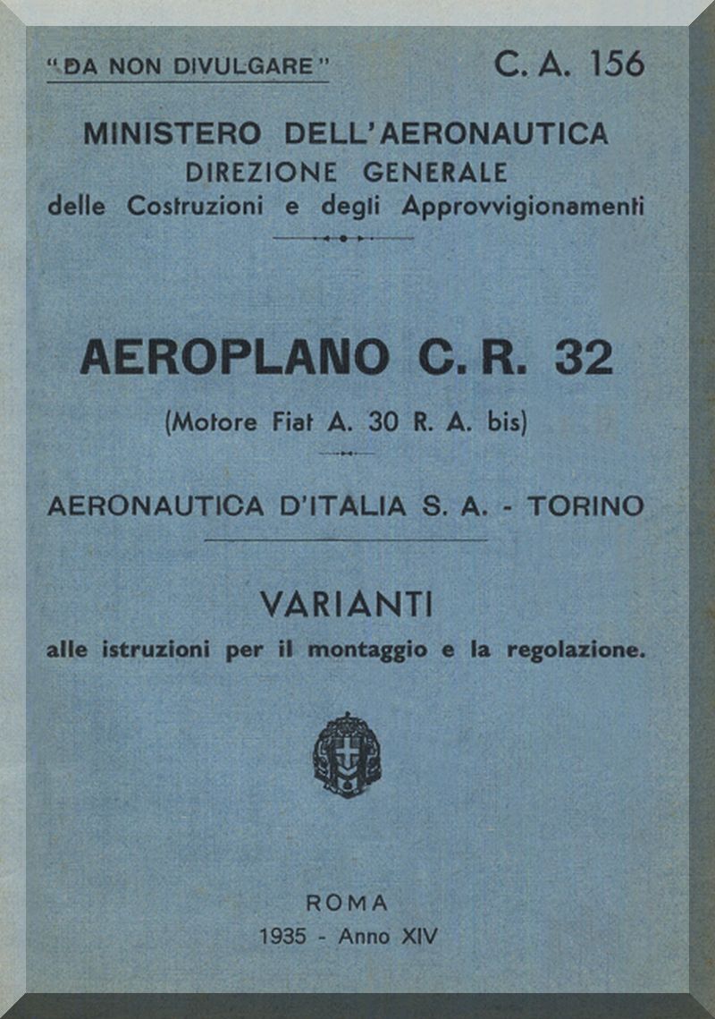Fiat Aviazione CR.32 Aircraft Manuals Collection - Digital Download