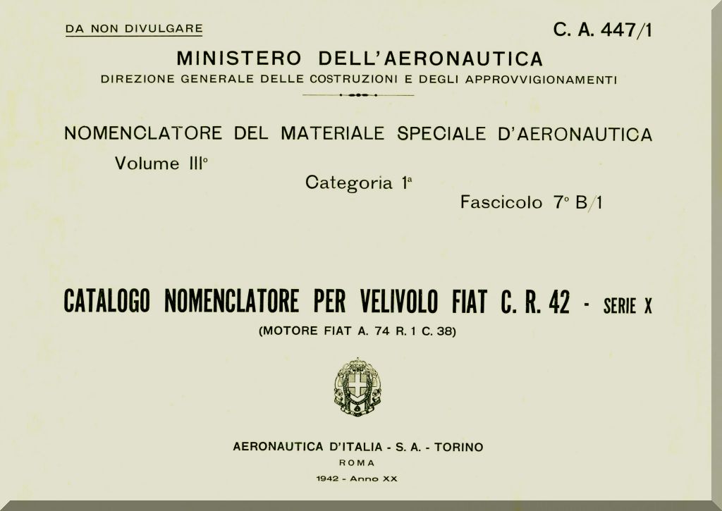 Fiat Aviazione CR.42 Falco Manuals Collection