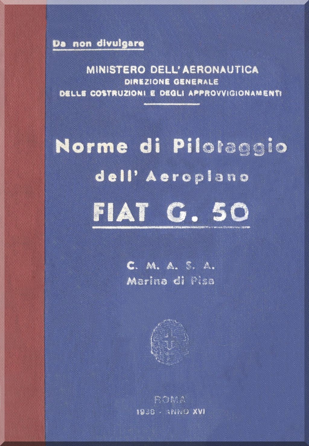Fiat Aviazione G.50 Freccia Manuals Collection - Digital Download
