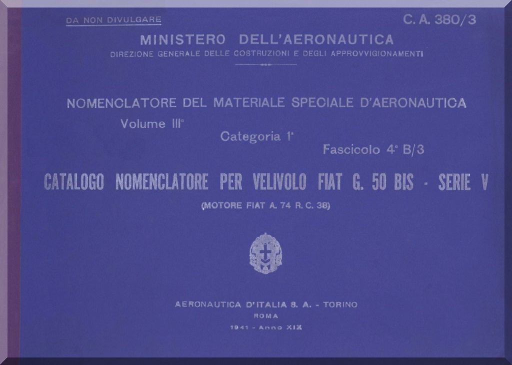 Fiat Aviazione G.50 Freccia Manuals Collection - Digital Download