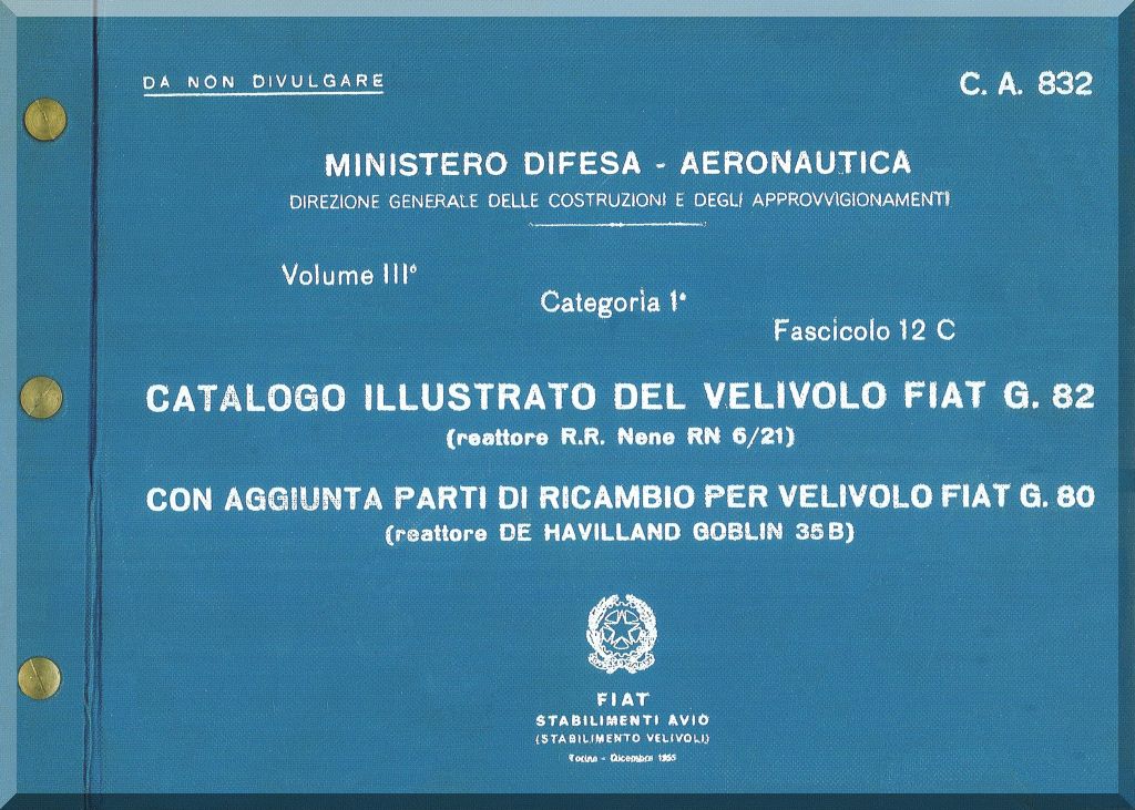 Fiat Aviazione G80 & G82 Aircraft Manuals Collection - Digital Download