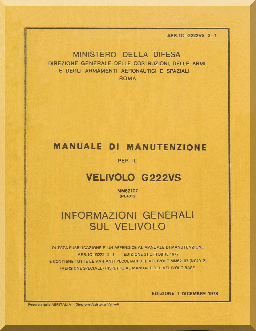 Aeritalia Fiat G.222 Aircraft Manuals Collection - Digital Download