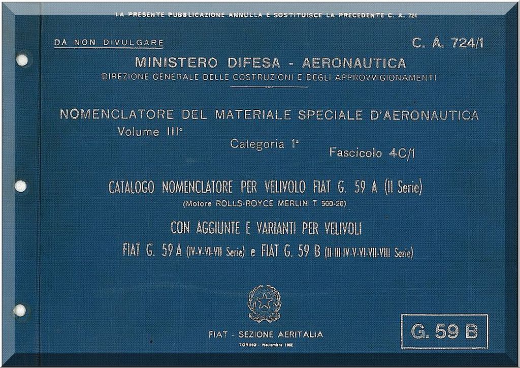 Fiat Aviazione G.59 Centauro Aircraft Manuals Collection - Digital Download