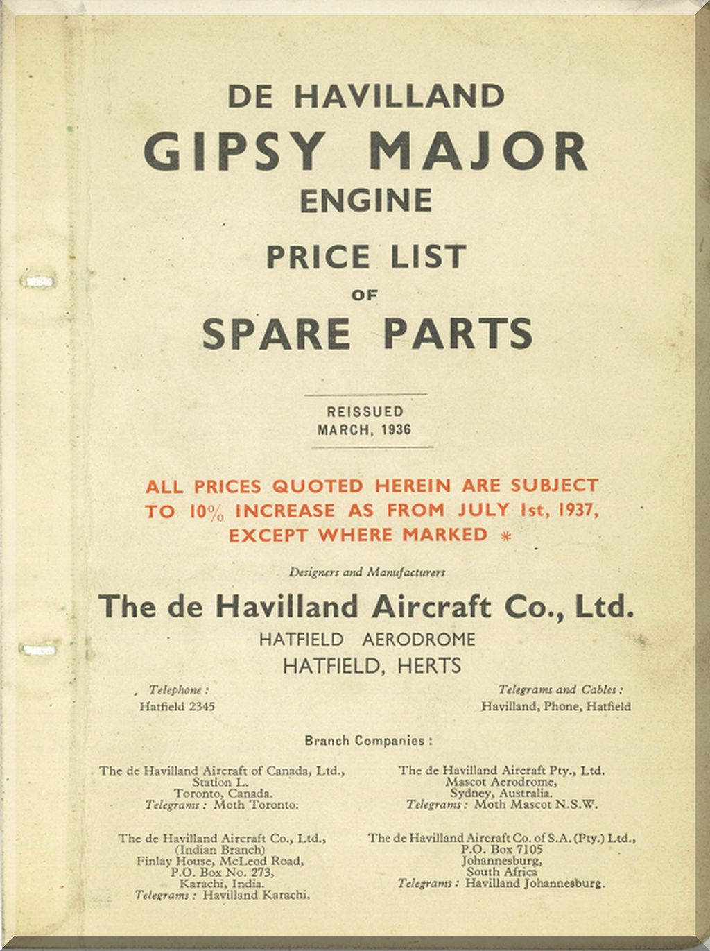 De Havilland Gipsy Major Engine Manuals - Comprehensive Technical Collection