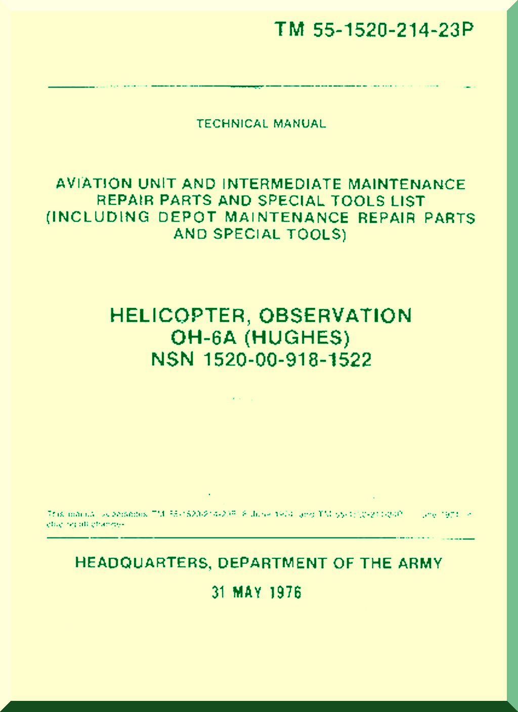 Hughes 369 / OH-6 " Cayuse " Helicopter Manuals Bundle - Download