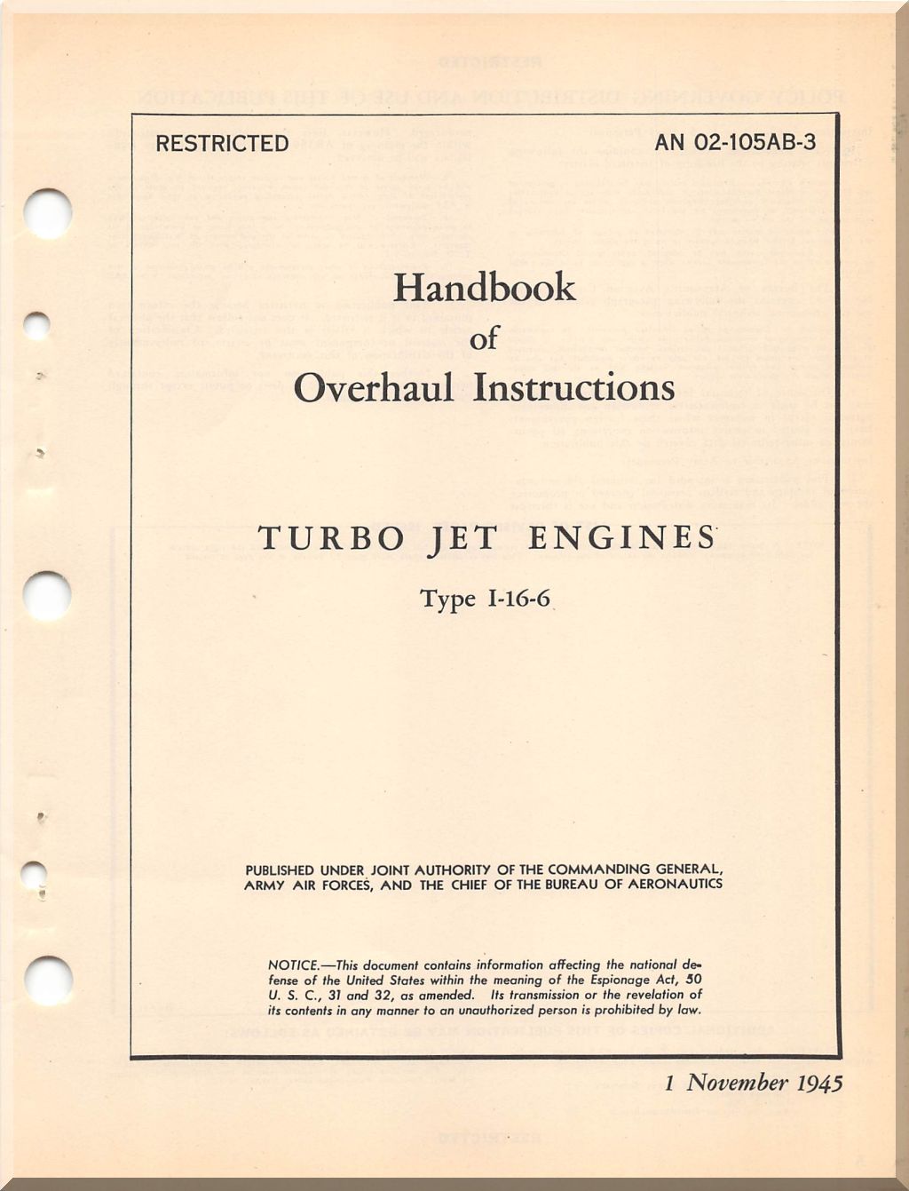 GE Aviation J31 / I-16 Turbojet Engine Manuals Collection - Digital Download
