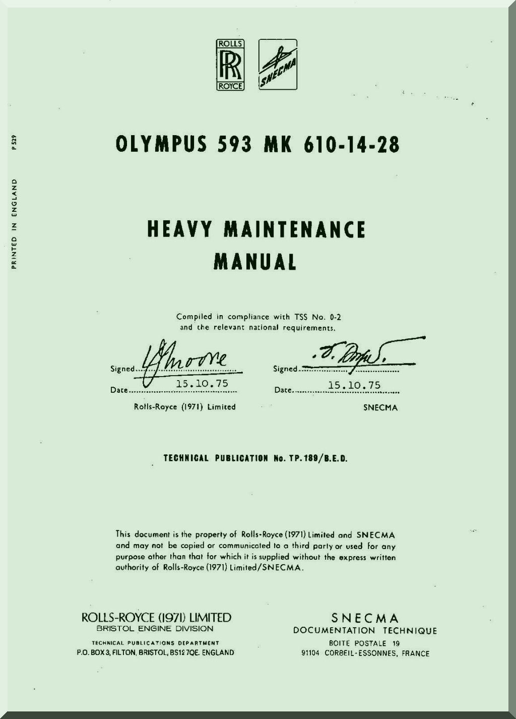 Bristol Siddeley Olympus Engine Manuals Collection - Technical Documentation