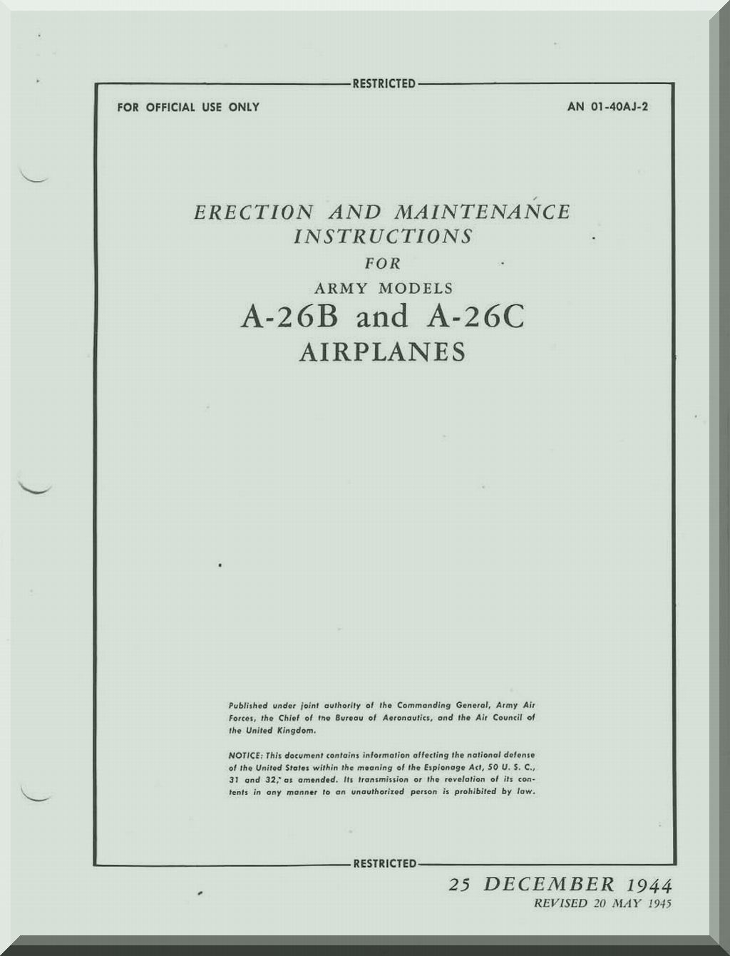 Douglas A-26 / B-26 Invader Aircraft Manuals Collection
